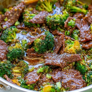 Plate of Beef and Broccoli stir-fry with tender beef and fresh broccoli