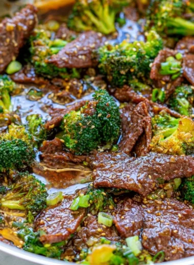 Plate of Beef and Broccoli stir-fry with tender beef and fresh broccoli