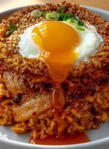 Delicious plate of homemade fried rice with vegetables and eggs