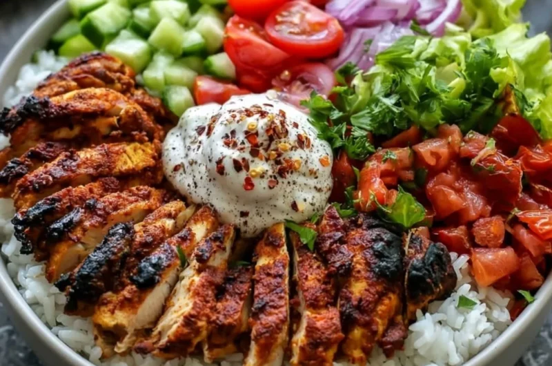 Delicious Chicken Shawarma Bowl with fresh vegetables and spices