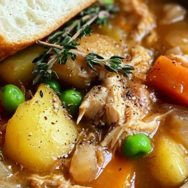 A bowl of homemade Chicken Vegetable Stew with colorful vegetables and tender chicken.