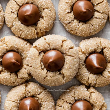 Classic Peanut Butter Blossoms cookies with chocolate kisses
