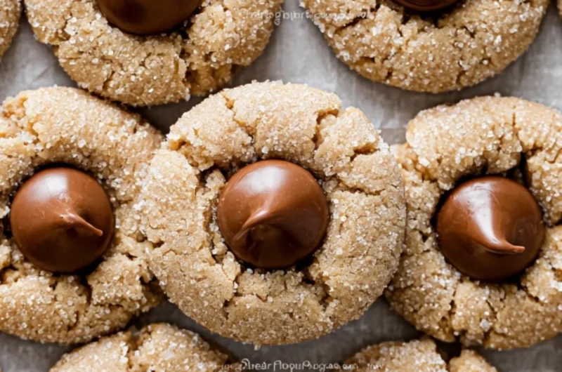 Classic Peanut Butter Blossoms cookies with chocolate kisses