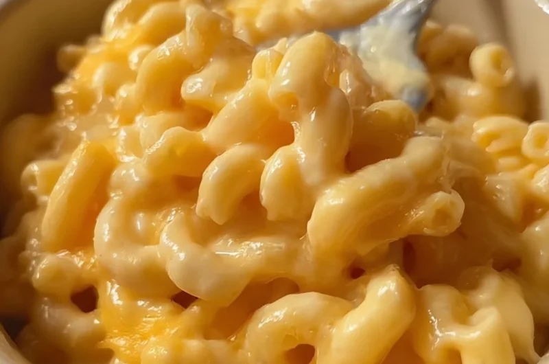 Cozy bowl of microwave macaroni and cheese topped with parsley