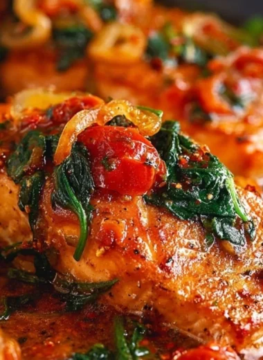 Delicious cozy Tuscan Garlic Salmon served with fresh herbs and lemon