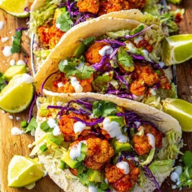 Delicious cozy vegan cauliflower tacos served with fresh toppings