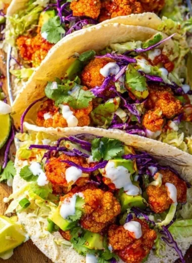 Delicious cozy vegan cauliflower tacos served with fresh toppings