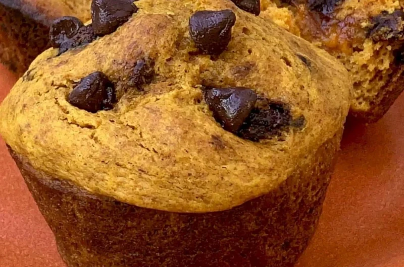 Healthy Greek yogurt pumpkin muffins baked and ready to serve