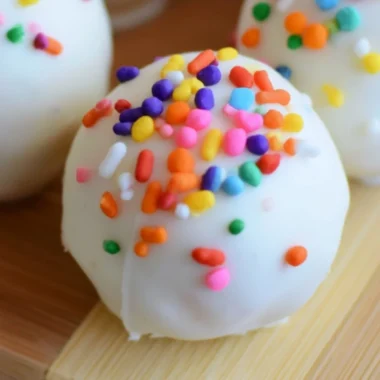 Delicious no-bake cake batter truffles with colorful sprinkles