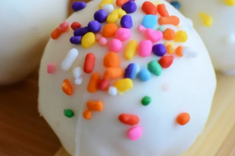 Delicious no-bake cake batter truffles with colorful sprinkles