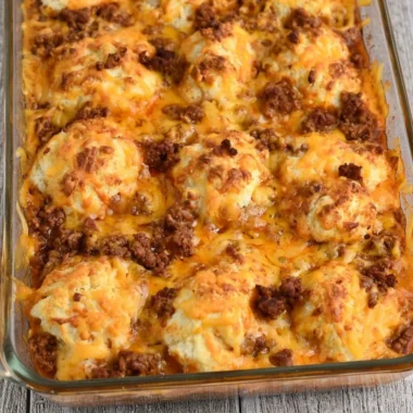Delicious Sloppy Joe Casserole with ground beef topped with cheese