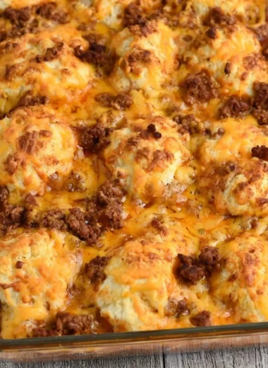 Delicious Sloppy Joe Casserole with ground beef topped with cheese