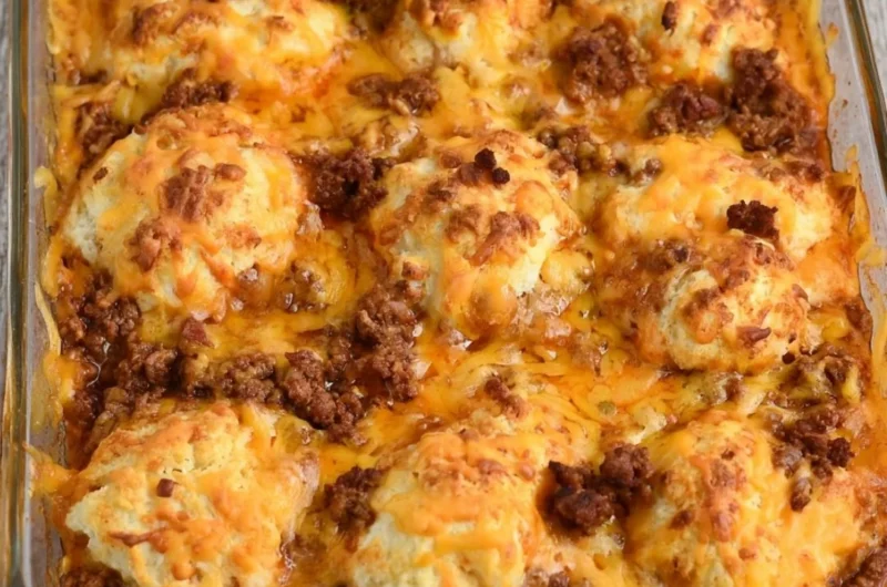 Delicious Sloppy Joe Casserole with ground beef topped with cheese