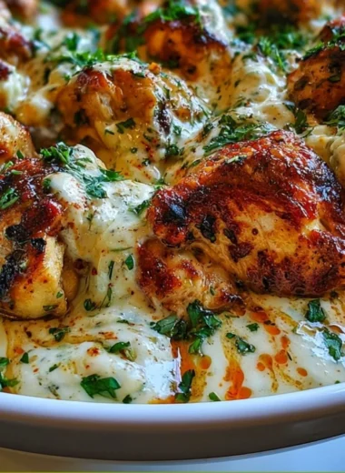 Delicious Turkish chicken served with creamy white sauce