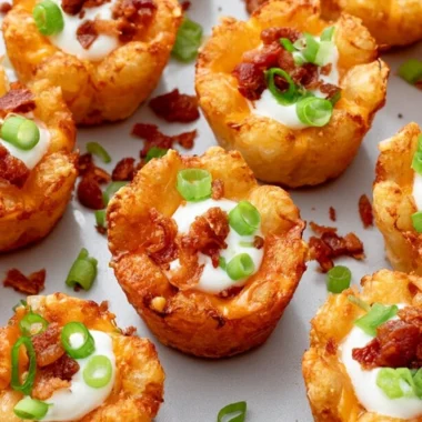 Loaded Tater Tot Cups filled with cheese and toppings