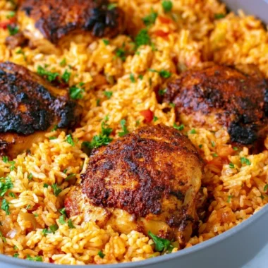 One Pot Cajun Chicken and Rice dish ready to serve with vibrant colors and spices.