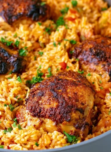 One Pot Cajun Chicken and Rice dish ready to serve with vibrant colors and spices.