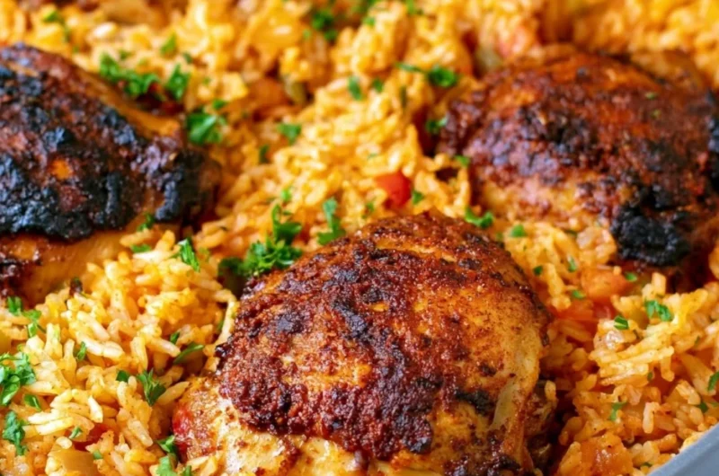 One Pot Cajun Chicken and Rice dish ready to serve with vibrant colors and spices.