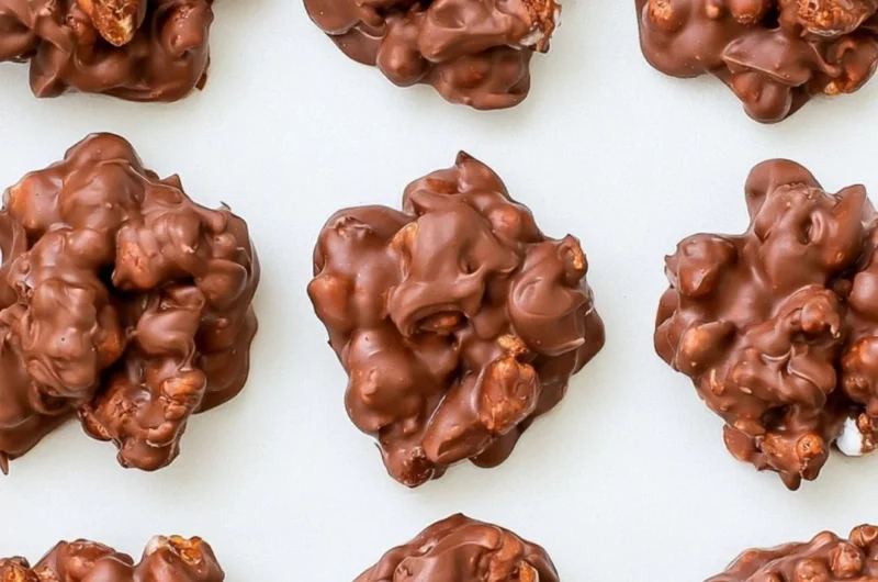 Homemade Rocky Road Candy with chocolate, nuts, and marshmallows