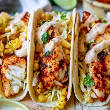 Delicious homemade Tilapia Fish Tacos served with fresh toppings