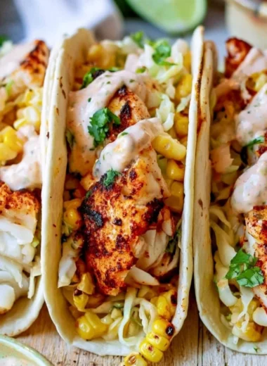 Delicious homemade Tilapia Fish Tacos served with fresh toppings