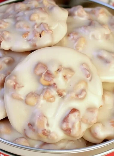 Delicious vanilla pecan pralines arranged on a plate