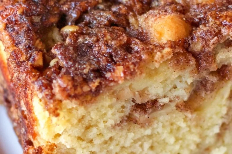 Deliciously moist Apple Sour Cream Cake with layers of apples and creamy texture
