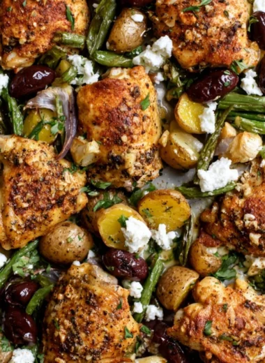 One-Pan Mediterranean Chicken with vibrant vegetables and herbs