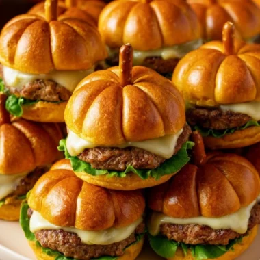 Pumpkin shaped sliders with tasty ingredients for a festive meal