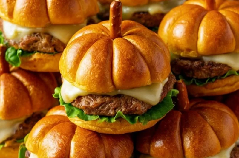 Pumpkin shaped sliders with tasty ingredients for a festive meal