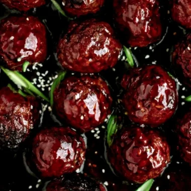 Delicious sticky Mongolian beef meatballs served with a flavorful sauce
