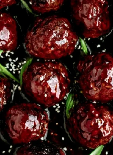 Delicious sticky Mongolian beef meatballs served with a flavorful sauce