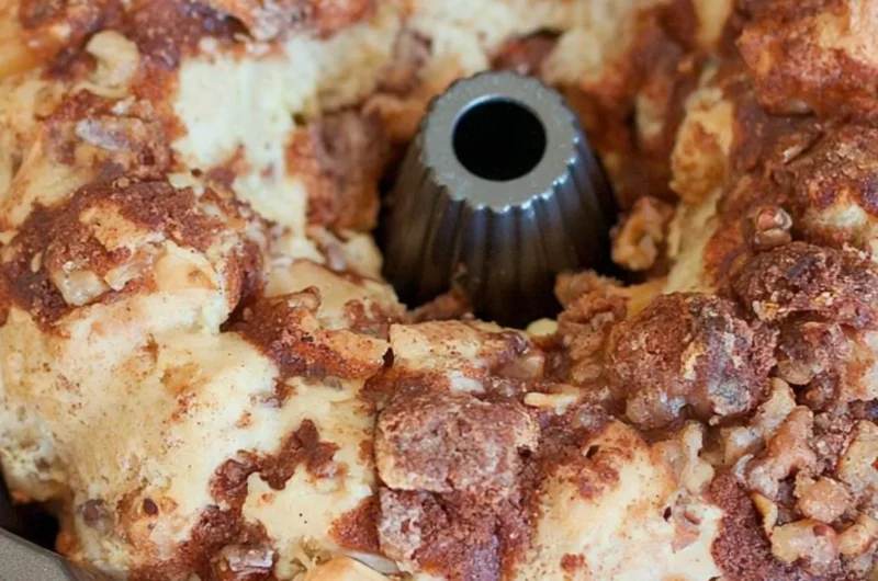 Walnut and Apple Coffee Cake served with a cup of coffee