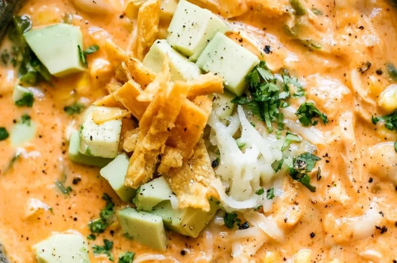 Bowl of award-winning white chicken chili garnished with cilantro and lime