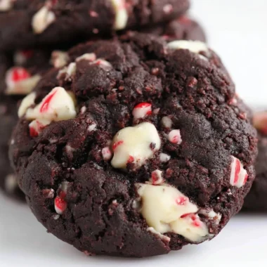 Delicious double chocolate peppermint cookies arranged on a festive plate.