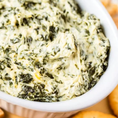 Creamy and delicious easy hot spinach dip served in a bowl