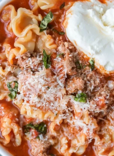 Delicious and healthy lasagna soup recipe with high protein ingredients