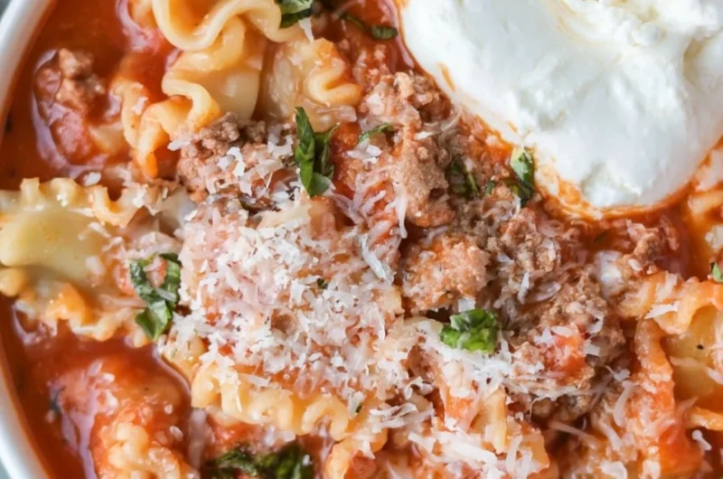 Delicious and healthy lasagna soup recipe with high protein ingredients