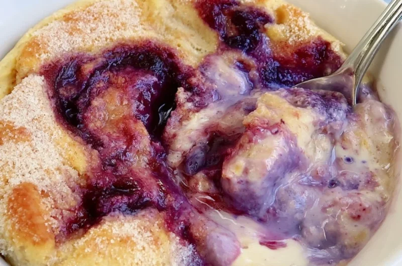 Healthy blueberry protein baked oats no added sugar in a bowl