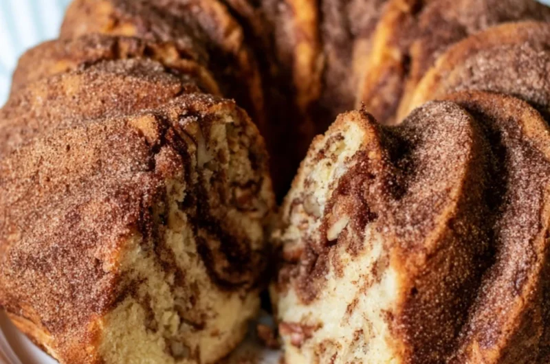 Moist cinnamon coffee cake topped with a cinnamon streusel topping