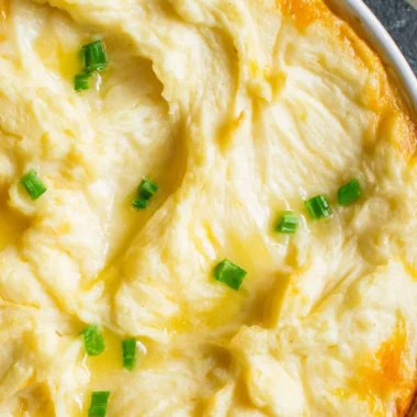 Homemade Shepherd's Pie with ground meat and mashed potatoes baked to perfection.