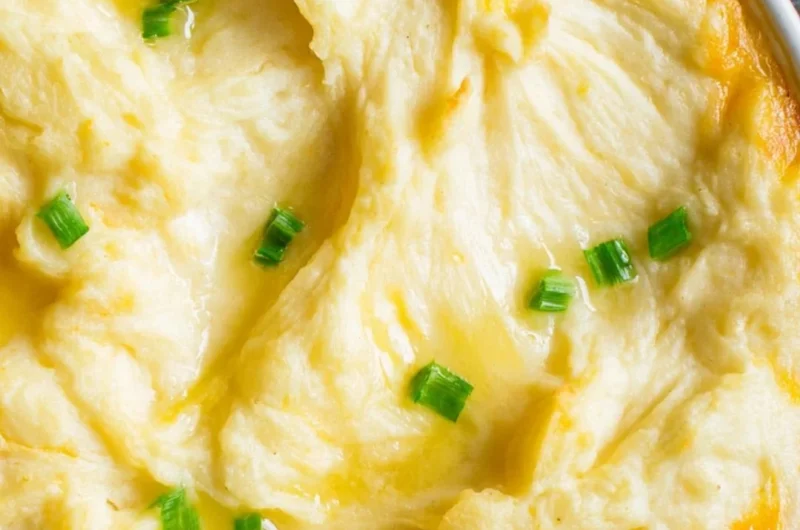 Homemade Shepherd's Pie with ground meat and mashed potatoes baked to perfection.