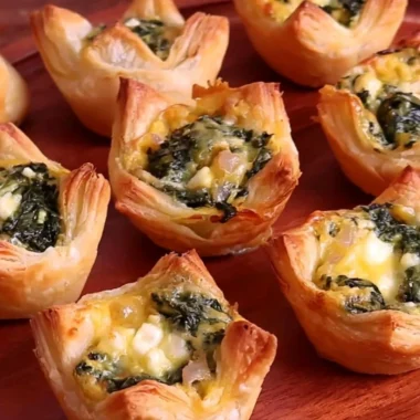 Homemade spinach puffs with flaky pastry and delicious spinach filling.