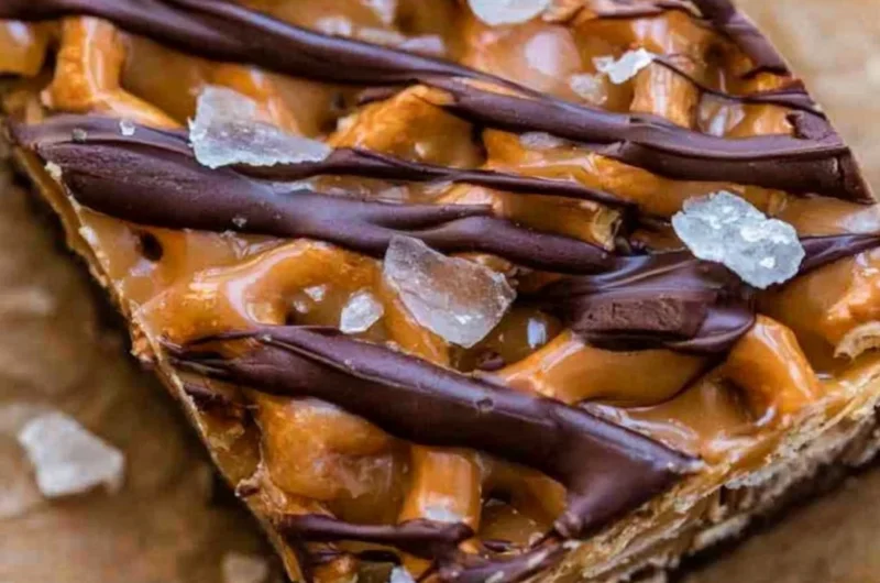 Delicious salted caramel pretzel bark with a sweet and salty crunch