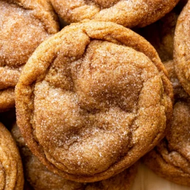 Deliciously chewy pumpkin snickerdoodle cookies with brown butter